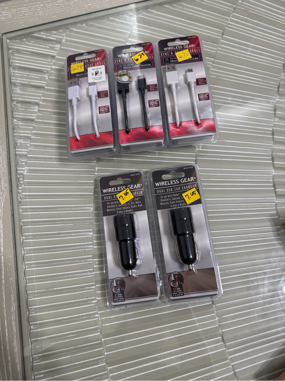 5 pack Black Dual USB Car Charger with Micro USB Cables